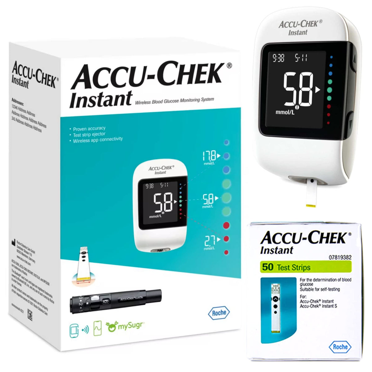 Accu Chek Instant Glucose Monitor With 50 Strips