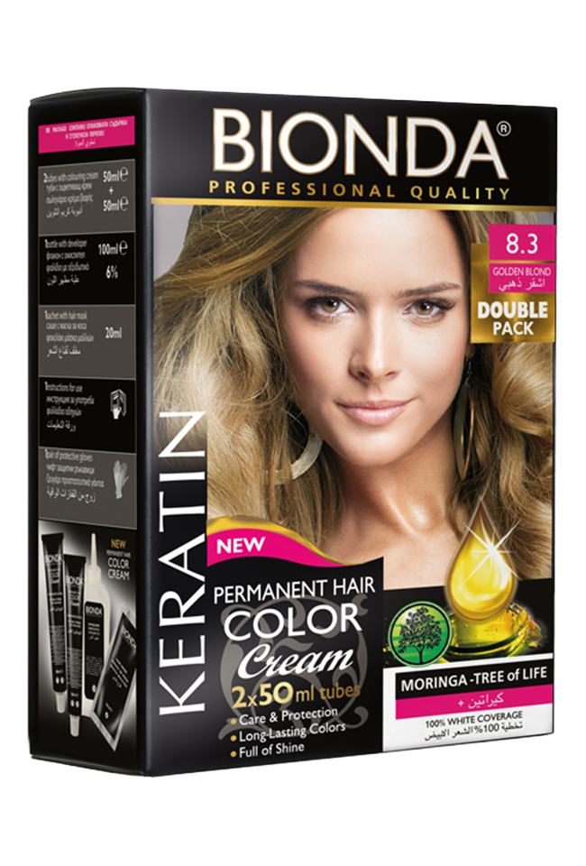 Bionda Permanent Hair Color 8.3 Golden Blond Double Pack 50ml Bottles