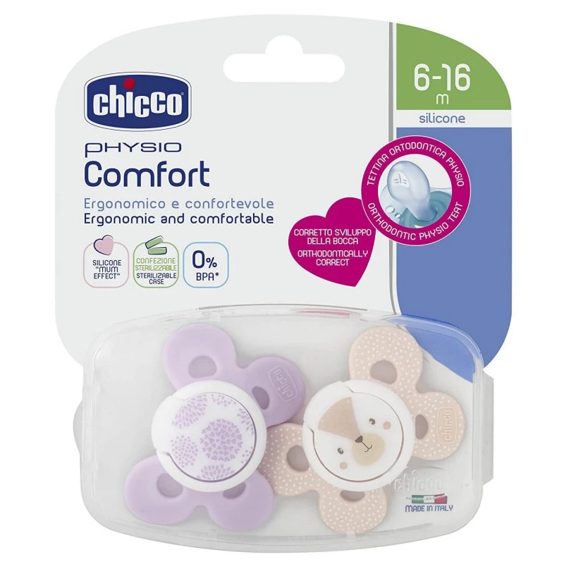 Chicco PhysioForma Comfort Soother 6-16 M for Girls 2 Peices