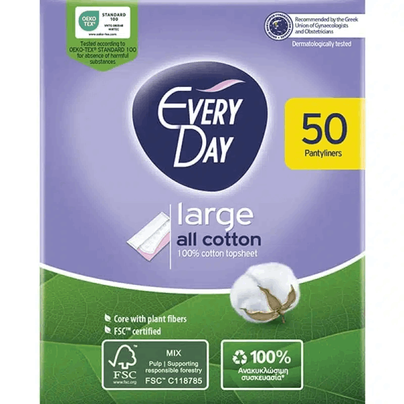 EveryDay All Cotton (Large) Pantyliners 50 Pcs