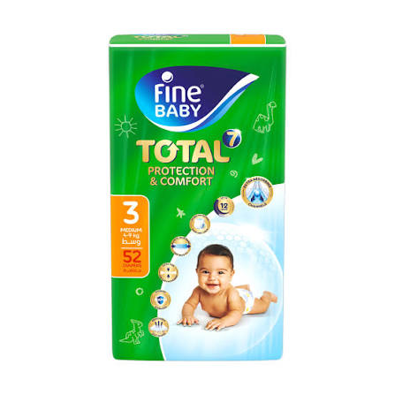 Fine Jumbo Total Baby Diapers Medium Size 3 (4-9 kg) - 52 Pcs