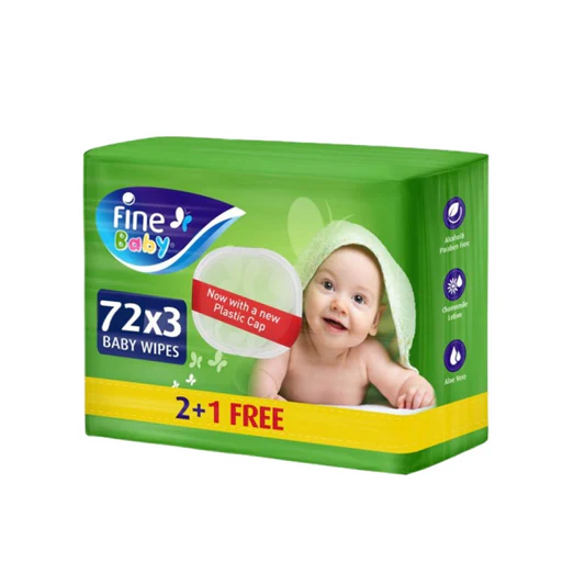 Fine Baby Wet Wipes Aloe Vera & Chamomile 72 Pieces 2+1 Free