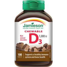 Jamieson Vitamin D 1,000 IU 100 Chocolate Chewable Tablet