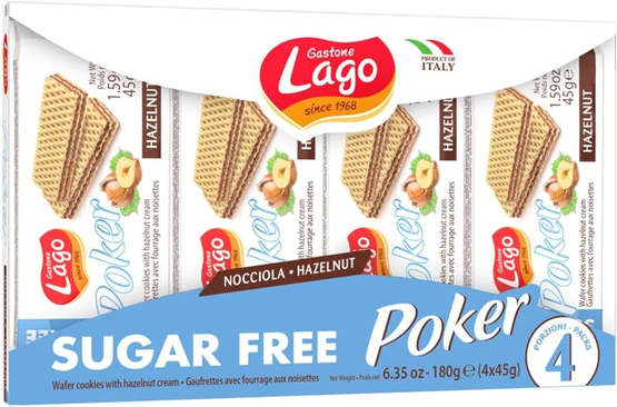 Lago Poker Wafer Hazelnut Sugar-Free 20 Pieces