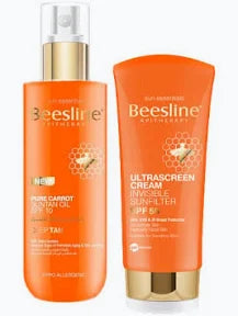 Offer Beesline Suntan Carrot Tanning Oil 200ml +Ultrascreen Spf50+ Invisible Cream 60ml Free