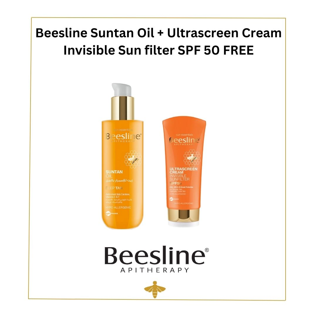 Offer Beesline Suntan Carrot Tanning Oil 200ml +Ultrascreen Spf50+ Invisiable Cream 60ml Free