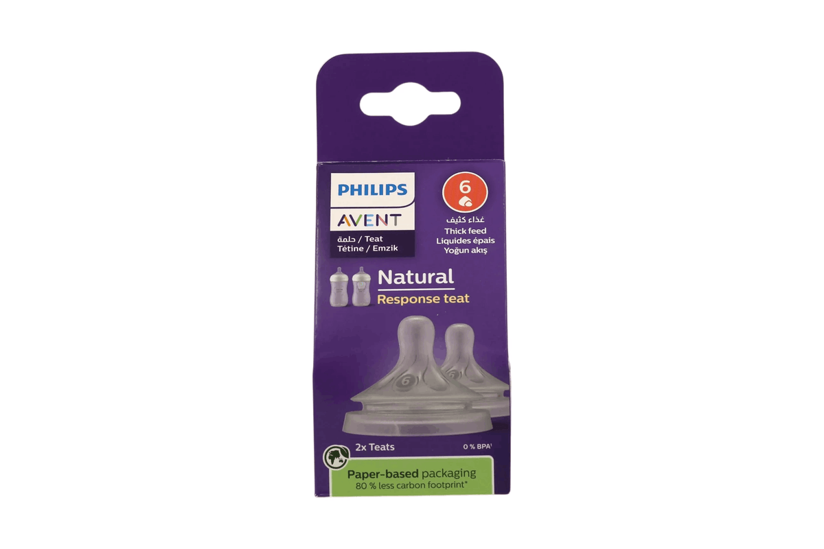 Philips Avent Natural Silicone Nipple 6M+ 2 Pack