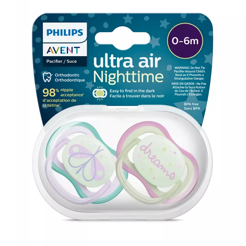 Philips Avent Ultra Air 0-6M Soother Night Girl 2 Pcs