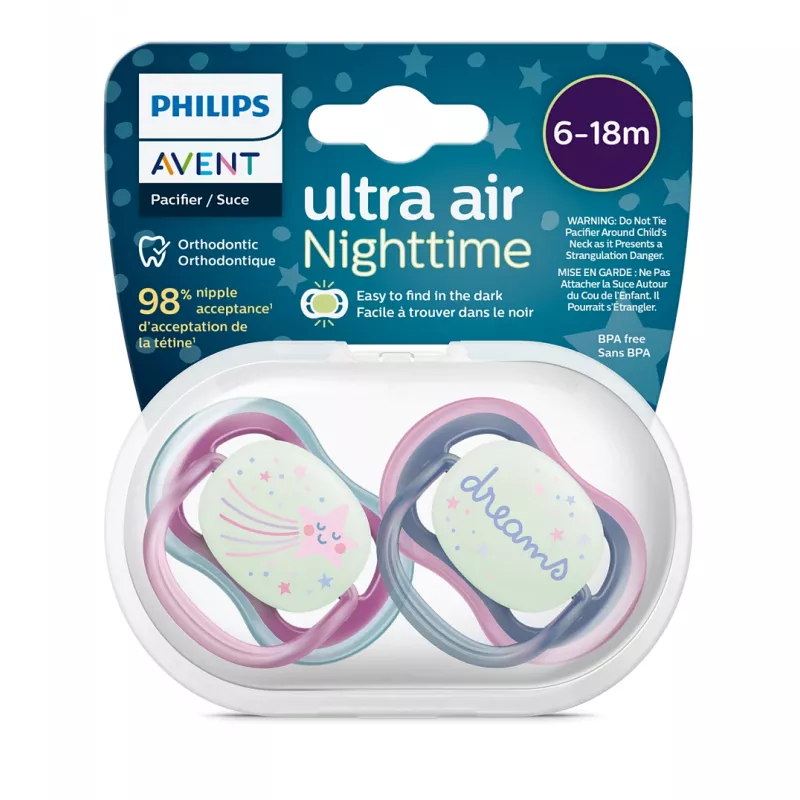 Philips Avent Ultra Air 6-18M Soother Night Girl 2 Pcs