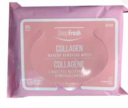Deep Fresh Collagen Makeup Remover Wipes 25 Pieces