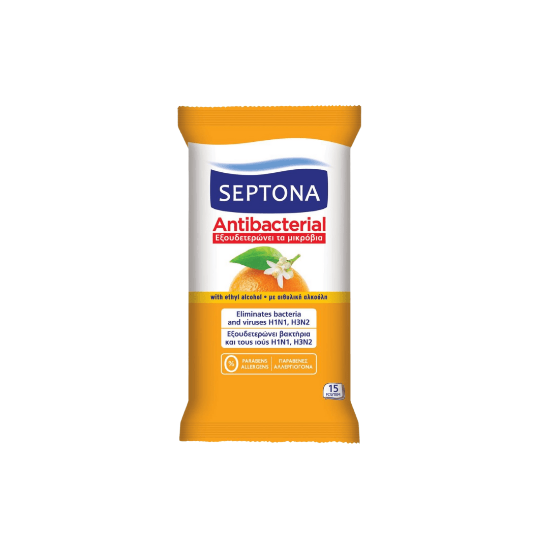Septona Antibacterial Orange Blossom Wipes 15 Pieces