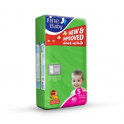 Fine Baby Diapers Size 5 10-22 Kg Jumbo Pack 40 Count